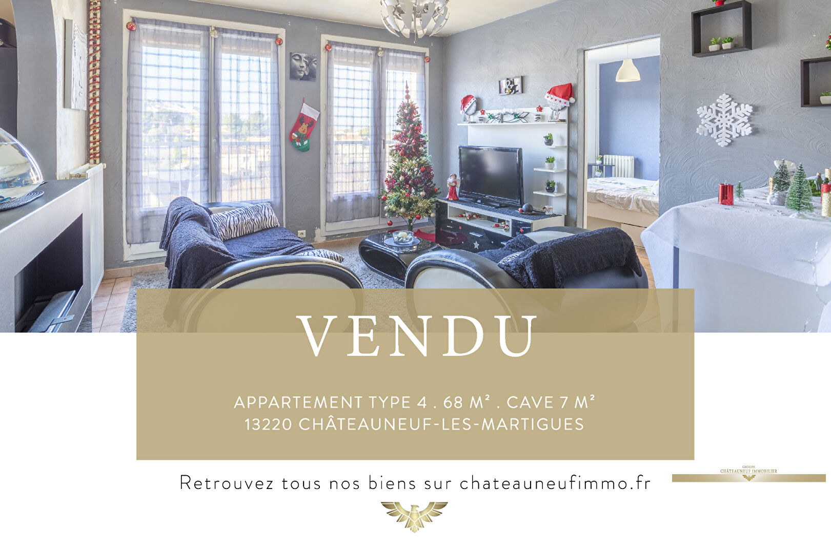 APPARTEMENT / CHATEAUNEUF / TYPE 4 / 68 M² / LA RESIDENCE / CAVE 7 m²  – VENDU