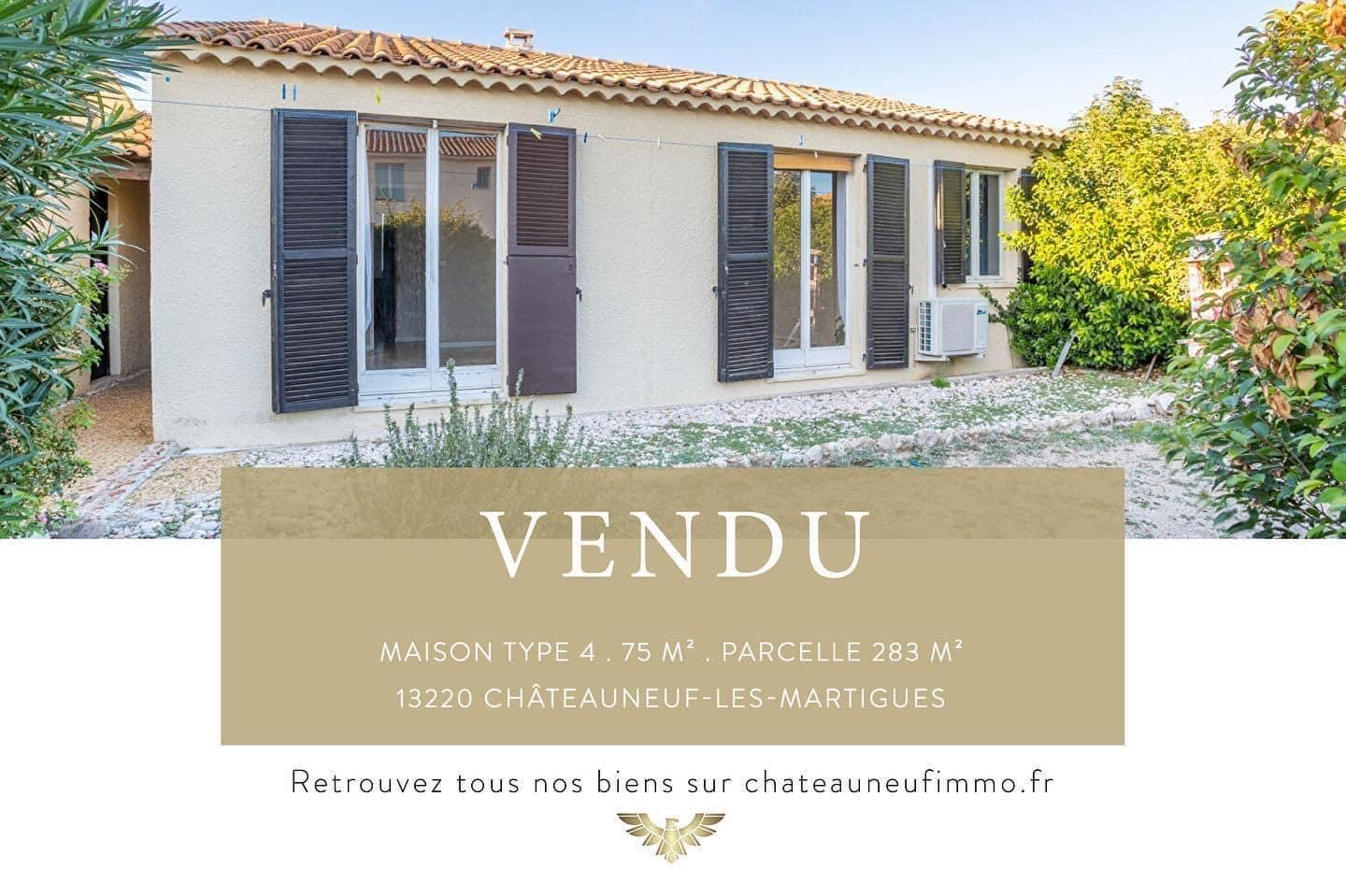 Maison Chateauneuf Les Martigues 4 pièce(s) 75 m2 sur 283 m²  – VENDU